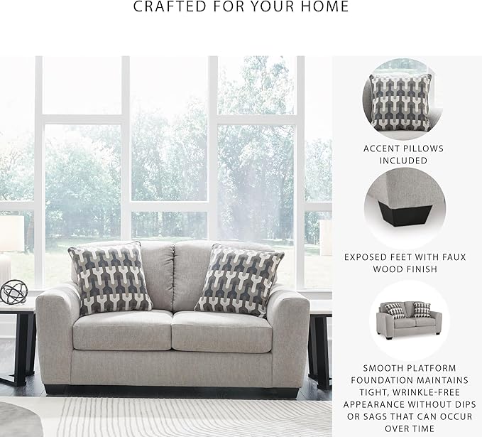 Signature Design by Ashley Avenal Park Casual Loveseat with 2 Toss Pillows Light Gray