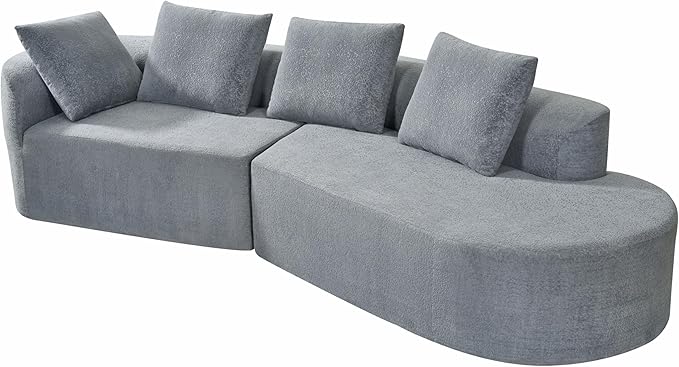 Christopher Knight Home Randa Upholstered 5-Seater Sofa for Living Room Modern Fabric Oversized Chair Cloud Couch Fully Assembled Long Sofa Chaise Lounge Light Gray