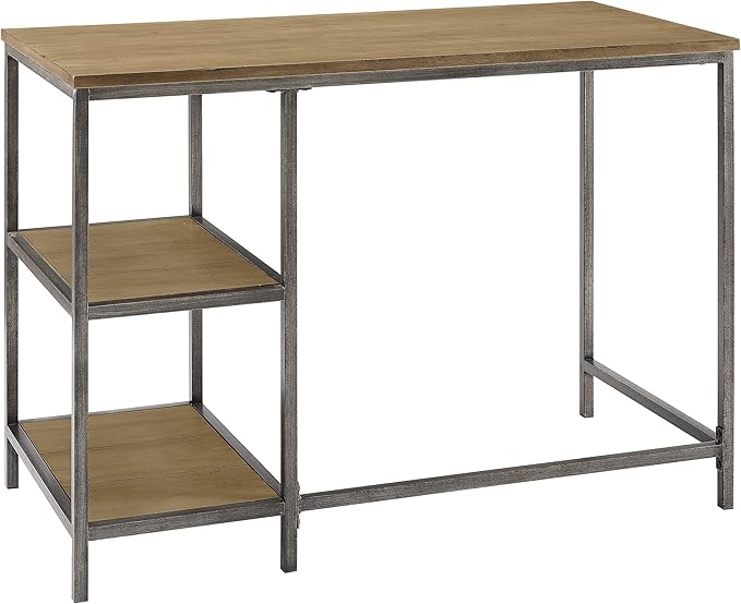 Crosley Furniture Brooke Small Home Office Desk with Storage Shelves Washed Oak