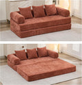 4 in-1 Folding Convertible Sofa Bed78.8 Folding Floor Mattress Couch Comfy Chenille Boneless Couch Lounge Loveseat with Pull Out Bed No Assembly (Orange)