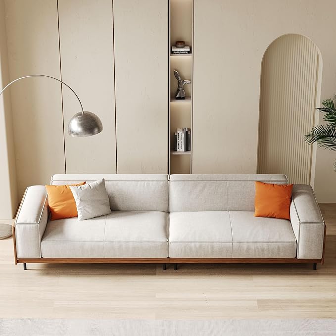Modern 4-Seater Sofa for Living Room - Comfortable Timecloud Couch with Wood Frame and Metal Legs Easy Assembly Ideal for Office Apartment or Living Room 111.81 Grey