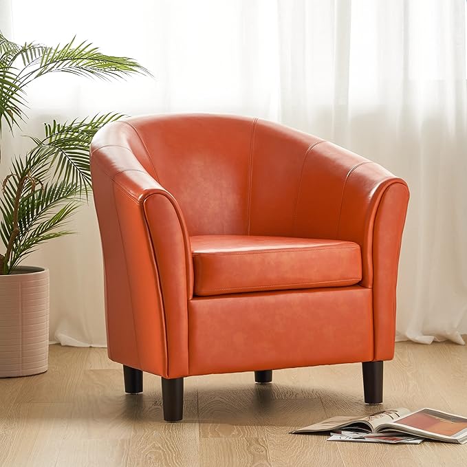 Christopher Knight Home Napoli Bonded Leather Club Chair Orange 31.69 by 27.92 by 30.7