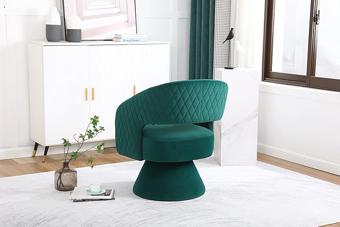Swivel Accent Chair Armchair Round Barrel Chair in Fabric for Living Room Bedroom Green