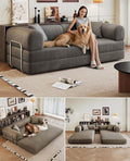 Convertible Sleeper Sofa Bed with Cylindrical Pillow 79 Inch Oversized Corduroy Upholstered Boneless CouchLove Seat Floor Sofas Living RoomSmall Space ApartmentOffice (Grey)