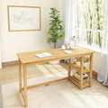 Plank+Beam Computer Desk with Shelves Simple Desk for Bedroom Home Office Study Desk 55.25 Inch Natural
