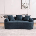 DEINPPA 65'' Modern Small Loveseat Sofa Chenille Upholstered Couch Space-Saving Design Plush Comfort Sofa with 3 Pillows No Assembly Needed for Small Spaces Living Room ApartmentBlue | Lasting S