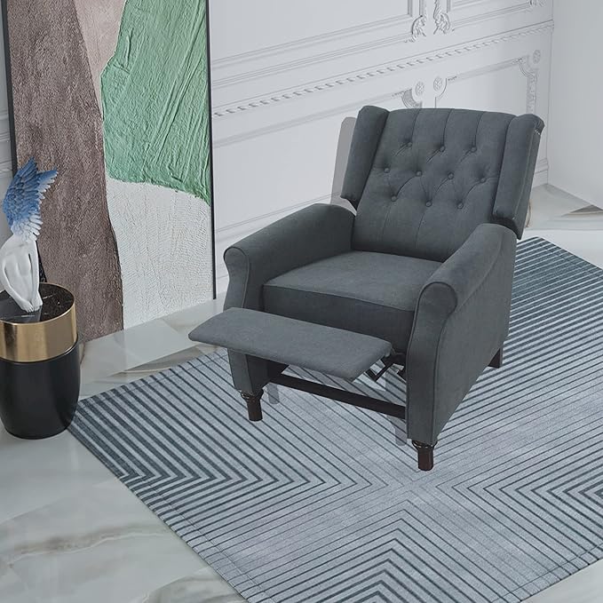 Redde Boo Classic Dark Gray Waterproof Fabric Living Room Pull Button Sofa High Back Manual Recliner Chair Cinema Home Theatre Cozy Recliner Sofa