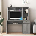Computer Desk with Hutch BookshelfWood Executive Desk Teens Student Desk Writing Laptop Home Office Desk with Drawers3 AC Outlets and 2 USB Charging PortsStudy Laptop Table for Home