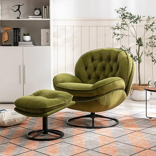 Accent Chair TV Chair Living Room Chair with Ottoman Fruit Green