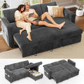 Vipbear 82 Sectional Sleeper Sofa with Pull Out Bed L Shaped Couch Sleeper Sofa Bed Pull Out Couch with Reclining Backrest Reversible Storage Chaise USB Ports Tool-Free Assembly Chenille Grey