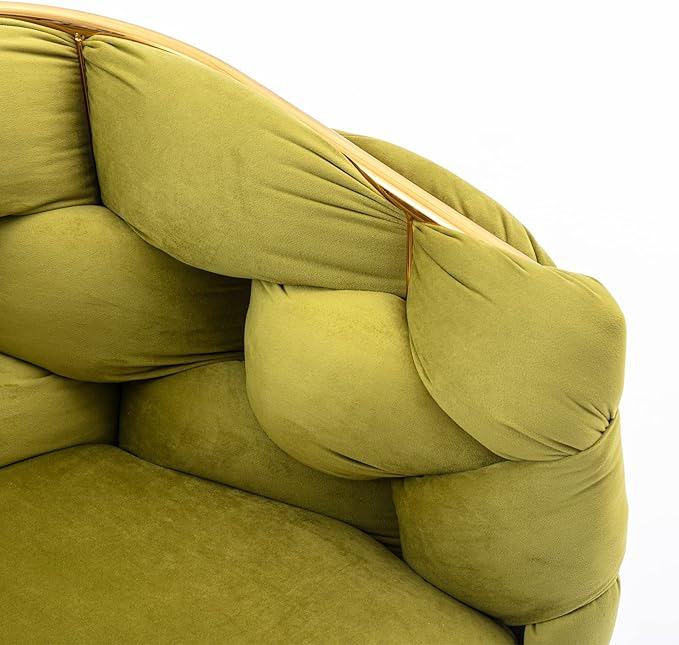 Polibi Modern Velvet Accent ChairDining Chair Single Sofa Chair Leisure Lounge Chairs with Golden Metal Frame LegsLiving Room Furniture1PCS Olive Green