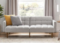 mopio Aaron 76.8 Couch Small Futon Sofa Bed Sleeper Loveseat Mid Century Modern Futon Couch Sofa Cama Couches for Living Room Bedroom (Light Gray Fabric)