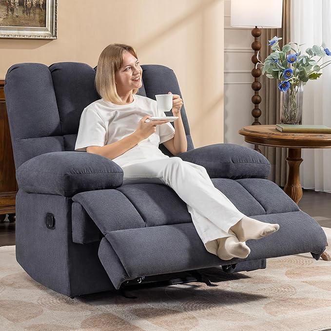 WILLOVE Oversized Rocker Recliner Chair Rocking Recliners Overstuffed Soft Big Man Manual Recliner Extra Large Living Room Chair 350 LBS Capacity Grey L