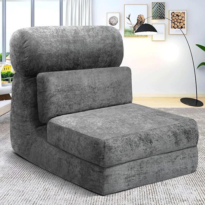 Folding Sofa Bed Floor Couch for Adults Chair Bed Convertible Sleeper Chair with Back Support Washable Cover Deep Seat Sleeper Couch for Living Room
