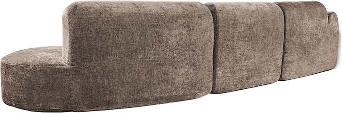 Christopher Knight Home Grelyn 140 Modular Sectional Sofa Couch Wool Fabric Boneless Cloud Couch Fully Compressed Home Sofa Living Room 3-Piece Lounge Sofa with Chaise Fully Assembled Brown