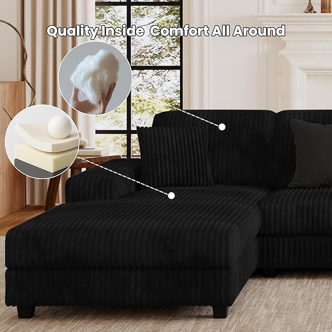 ERYE U-Shaped Modular Sectional Sofa Convertible Symmetrical Sofa Couch with Removable Chaise Lounges U Shaped Double Chaises Sectional Couches with Storage Armrests