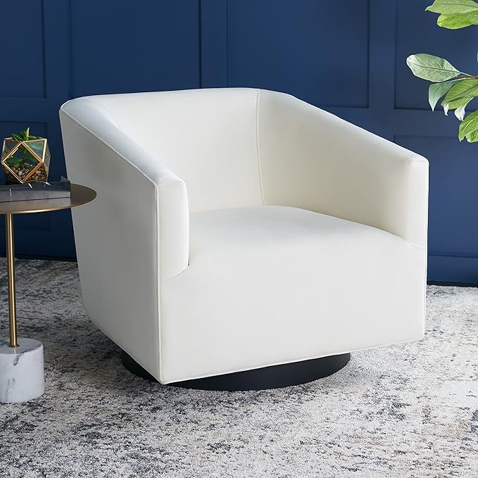 SAFAVIEH Home Collection Birdie Cream Velvet Accent Swivel Chair (Fully Assembled)