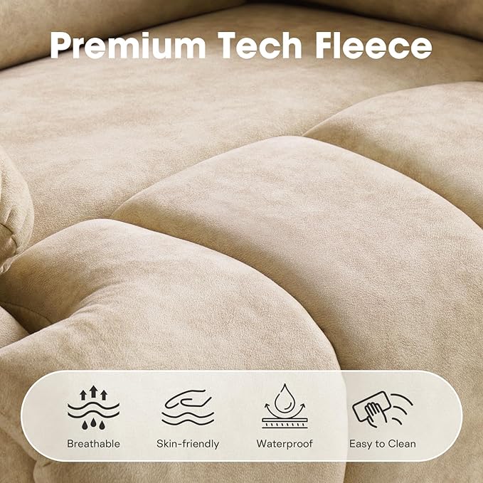 COOSLEEP Oversized Manual Swivel Rocker Recliner Chair Extra Wide Glider Rocker Recliner for Big and Tall Overstuffed Lazy Recliner Chair with High Back Single Sofa Chair for Living Room(Beige)