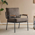 VINGLI Mid-Century Modern Accent Armchiar for Small Space Small Comfy Upholstered Leisure Reading Chair with Wood Armrest for Bedroom Living Room Waiting Room Linen Expresso