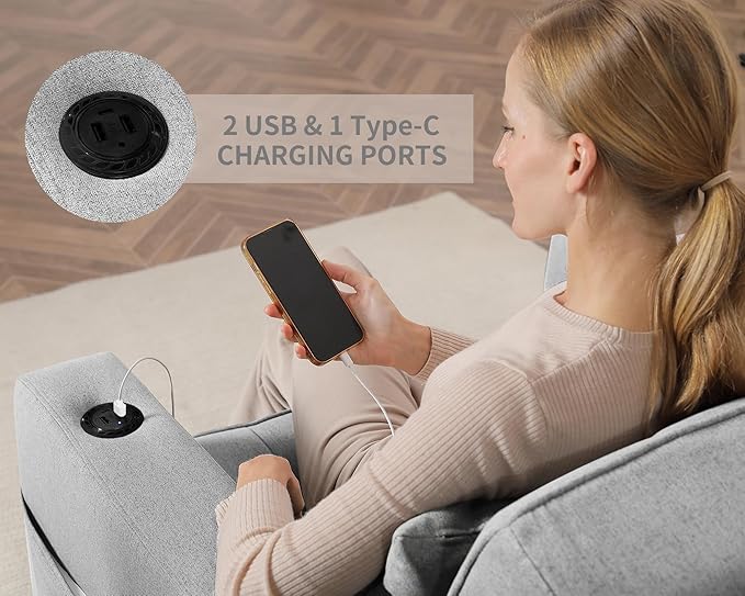 DURASPACE Pull Out Sofa Bed 3-in-1 Convertible Sofa Sleeper Chair Bed with USB Cup Holder Adjustable Armchair Beds for Small Spaces Apartment Living Room Office (Light Gray Linen)
