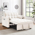 53.5 3-in-1 Convertible Sofa Bed Loveseat Couch With Pull-Out Bed Side Pockets And Adjustable Backrest Suitable For Living Rooms Apt And Offices Velvet Fabric Recliner SofaS Bed (beige 53.5)