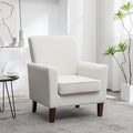 Contemporary Accent Arm Chair with Birch Wood Frame and Velvet Upholstery Armchair for Office and Living Room Decor Removable Cushions Beige