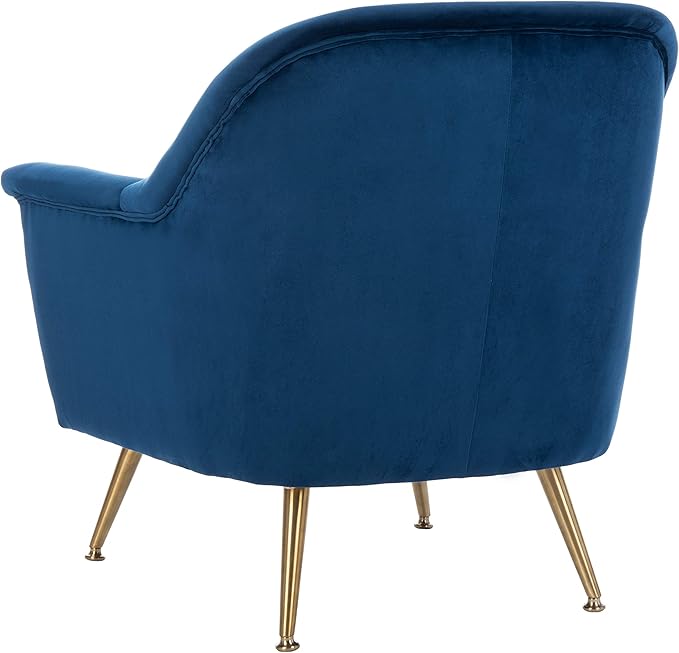 Safavieh Home Brienne Retro Glam Navy Velvet and Brass Arm Chair