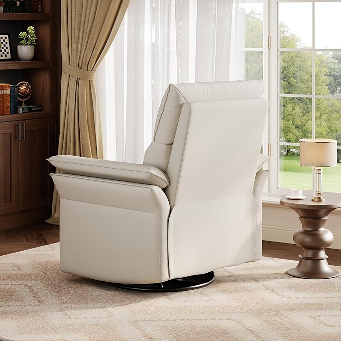 IDEALHOUSE Power Recliner Chair 270 °Swivel Rocking Glider with USB Charging Port Chenille Upholstered Fabric and Double-Layer Armrests Nursery Chair for Living Room Nursery (White)