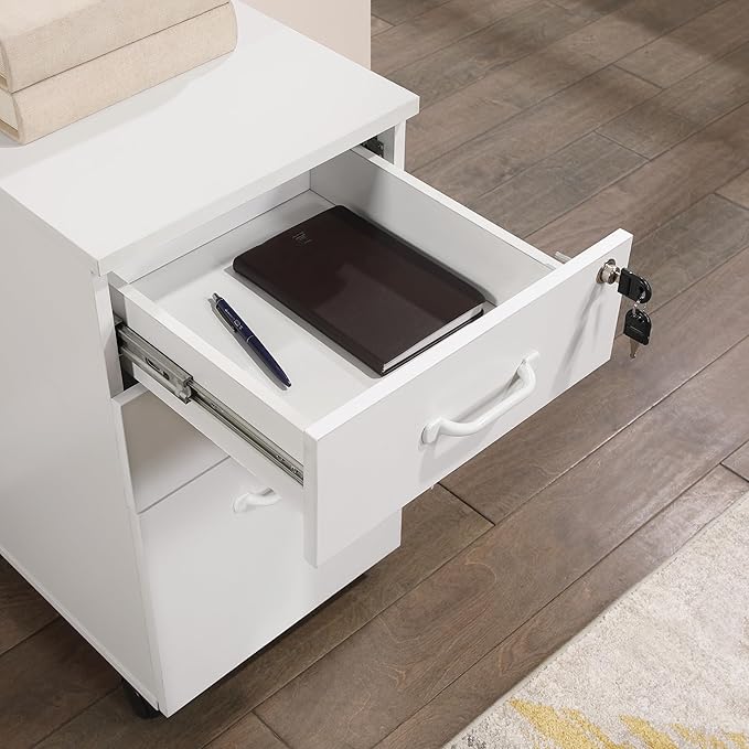 OSP Home Furnishings Prado 3 Drawer Mobile File Cart White Finish