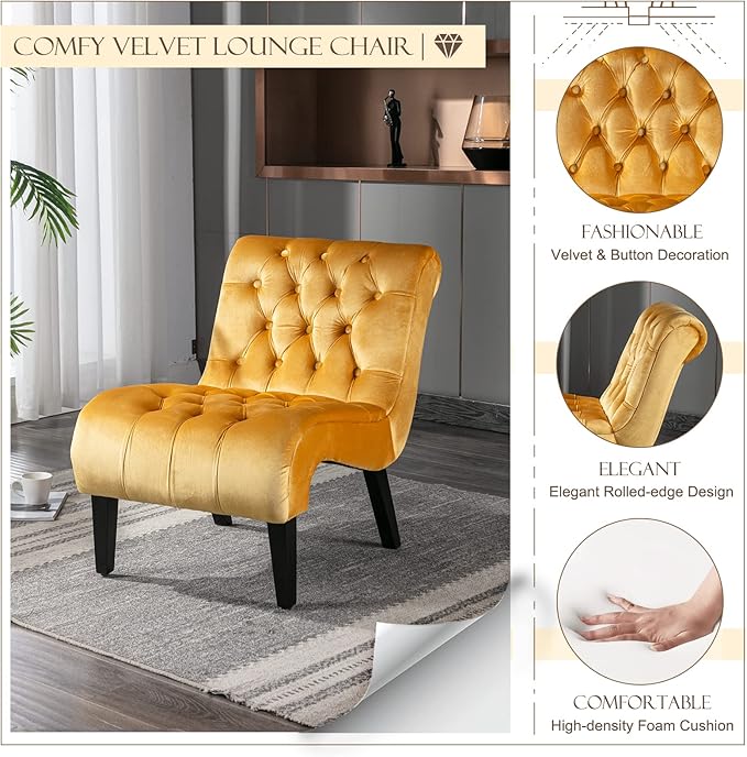 KINFFICT Velvet Accent Lounge Chair for Living Room