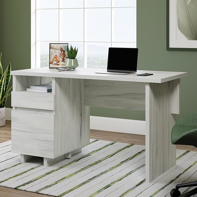 Sauder Porto Palma Single Ped Desk Haze Acacia Finish