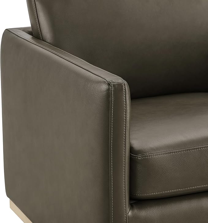 CHITA Genuine Leather Swivel Accent Chair FSC Certified Mid Century Modern Arm Chair for Living Room and Bedroom Fully Assembled Mink Brown