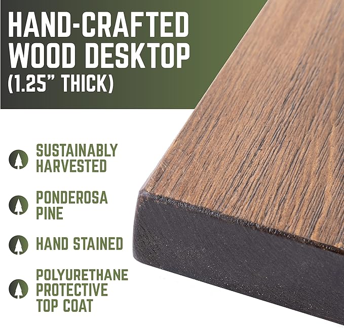 Restore by Pipe DÉCOR Solid Wood Office Desk Top Reclaimed Ponderosa Pine Wood in Trail Brown 48 in. x 24 in. x 1.25 in.