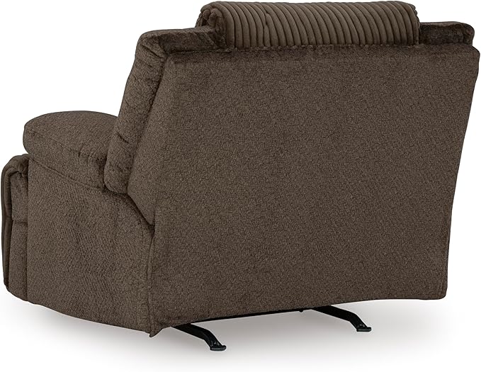 Signature Design by Ashley Top Tier Rocker Recliner Pull Tab Recliner Fabric Upholstery Attached Foam Cushions 50 W x 40 D x 41 H Dark Brown
