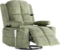 MAMAZING Triple Motor Power Swivel Rocker Recliner Chair with Adjustable Armrests for Adults FSC Certified Faux Leather Rocking Chair for Living Room Green