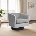 Swivel Barrel Accent Chair Modern 360° Swivel Round Barrel Chairs with Curve Back Upholstered Velvet Fabric Armchair Single Sofa Club Chair for Living Room Bedroom Gray