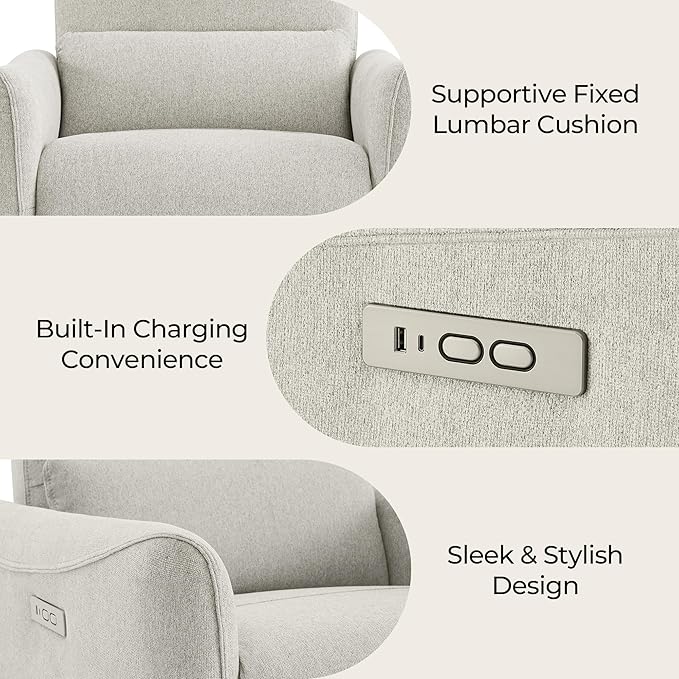 CHITA Oversized Power Recliner Chair Swivel Glider for Big and Tall FSC Certified Living Room Nursery Rocking Chair with Lumbar Support Dove Grey