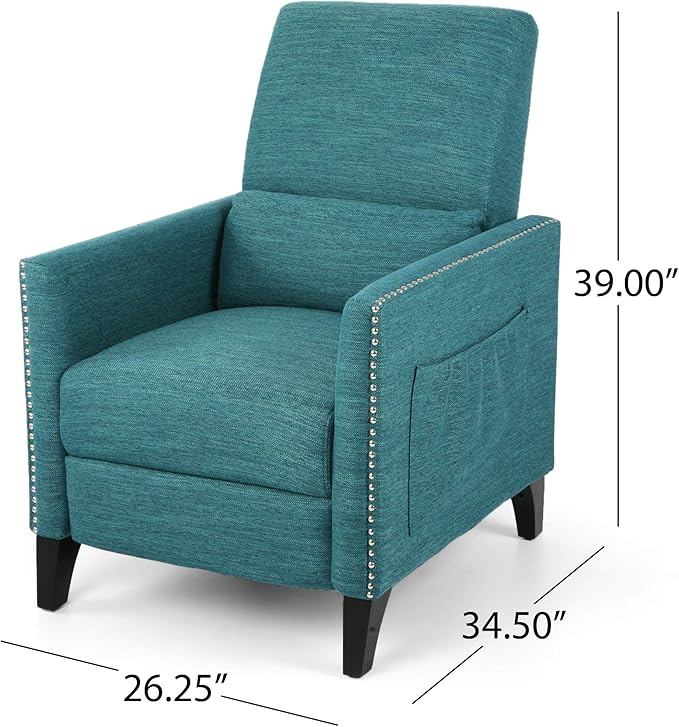 Christopher Knight Home Alexis Contemporary Fabric Push Back Recliner Teal Dark Brown