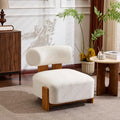 Christopher Knight Home Jillian Modern Boucle Upholstered Accent Chair Armless Living Room Single Lounge Sofa Comfy Reading Chair for Bedroom Low Profile Chair Milky White+Brown