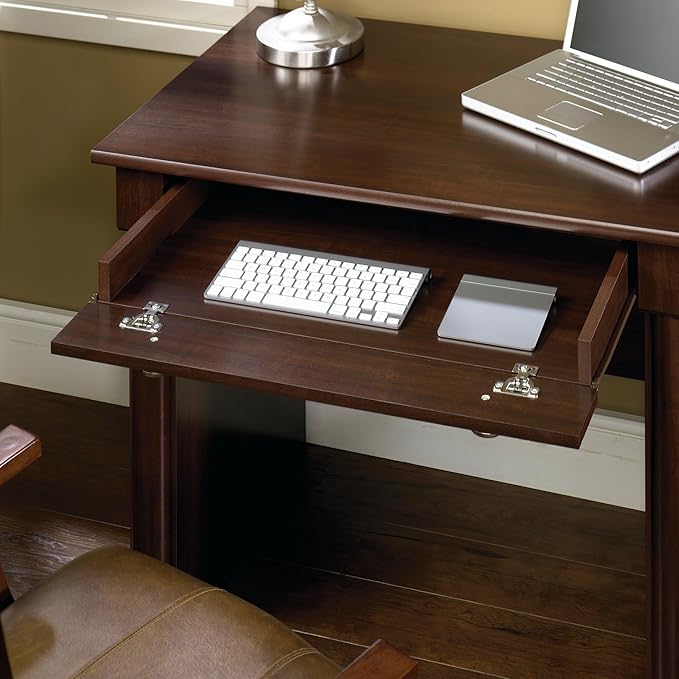 Bowery Hill Engineered Wood Computer Desk 53.1W x 23.5D x 30H Cherry Finish 3 Drawers with Keyboard Tray Durable Laminate Construction Rectangular Home Office Desk for Modern or Transitional