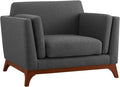 Modway Chance Mid-Century Modern Upholstered Fabric Accent Lounge Arm Chair In Gray