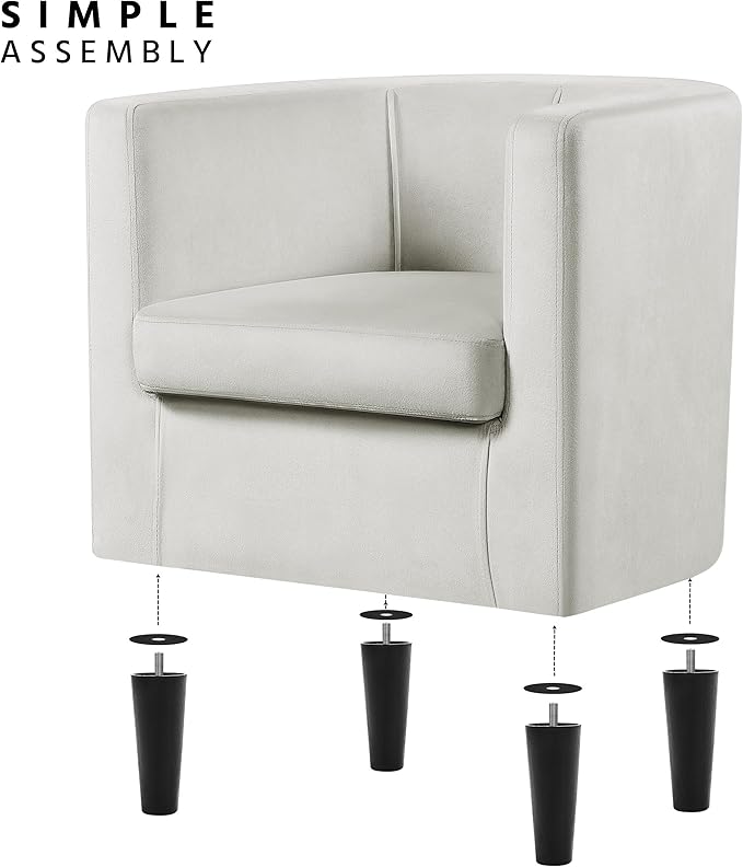 Yaheetech Velvet Accent Chair Modern and Comfortable Armchairs Upholstered Barrel Sofa Chair for Living Room Bedroom Waiting Room Beige 2pcs