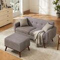 Tbfit 65 W Loveseat Sofa with Ottoman Coffee Table Mid Century Modern Love Seat Couches for Living Room Button Tufted Upholstered Small Couch for BedroomEasy to Install Love Seats Furniture Gray
