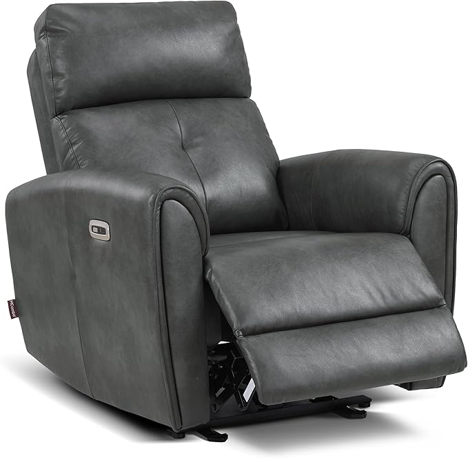 MCombo Power Small Recliners for Small Spaces Living Room RVs Modern Style Zero Wall Hugger Recliners Chair with Lumbar Support USB&ampCharging Ports FSC Certified Faux Leather PR699 (Dark Grey