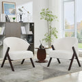 TrailBlaze Comfortable Mid-Century Modern Accent Chair for Living Room – Upholstered Reading Armchair with Sturdy Wood Frame Soft Fur Fabric Easy Assembly – Deep Walnut Foot | Soft Fur | Beige