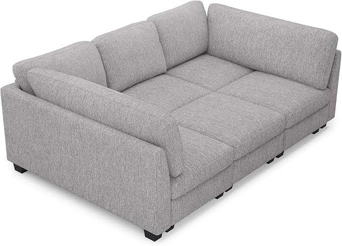 Belffin 86.2 Sectional Sleeper SofaOversized Sectional Couch Wide Deep Seat Sofa BedModular Sectional Couches for Living RoomApartment and BedroomLight Grey