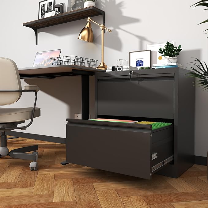 2 Drawer File Cabinet with LockSmall Filing Cabinet for HomeModern Office Under Desk Storage Drawers OrganizerEasy to AssembleBlack
