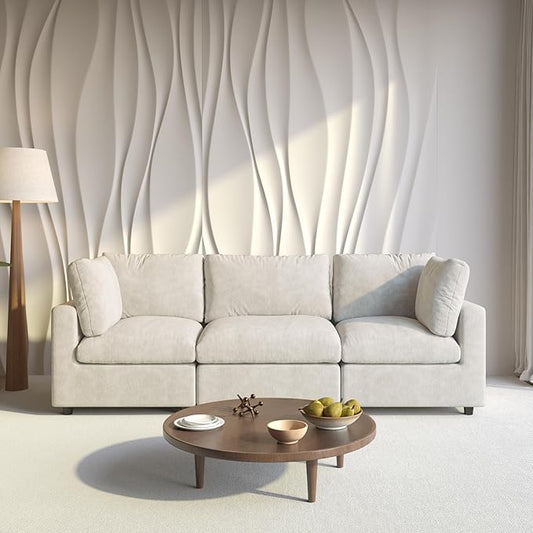 WJShome Cloud Sectional Couches for Living Room100.5 Convertible Love Seat 3 Seater Modular Sectional SofaDeep Seater Furniture SetsBeige