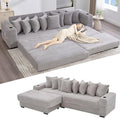 111 Inch Sleeper Sofa Bed | Convertible Cloud Sectional Couches for Living Room | L-Shaped Couch with Cup Holder Side Pocket 8 Pillpws | Light Grey