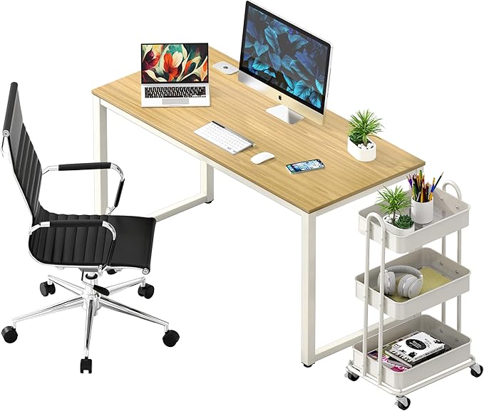 SHW 48-Inch Commercial-Grade Office Computer Desk Oak